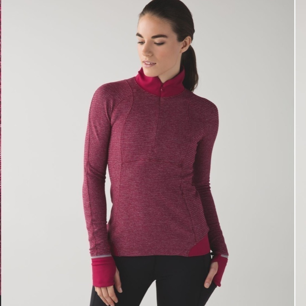 Lululemon Runderful 1/2 Zip Pullover 12 Bordeaux Drama Heathered Berry Rumble